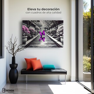 Foto 3 | Cuadro Blanco Y Negro Canvas Jardín En Vuelo 90x60