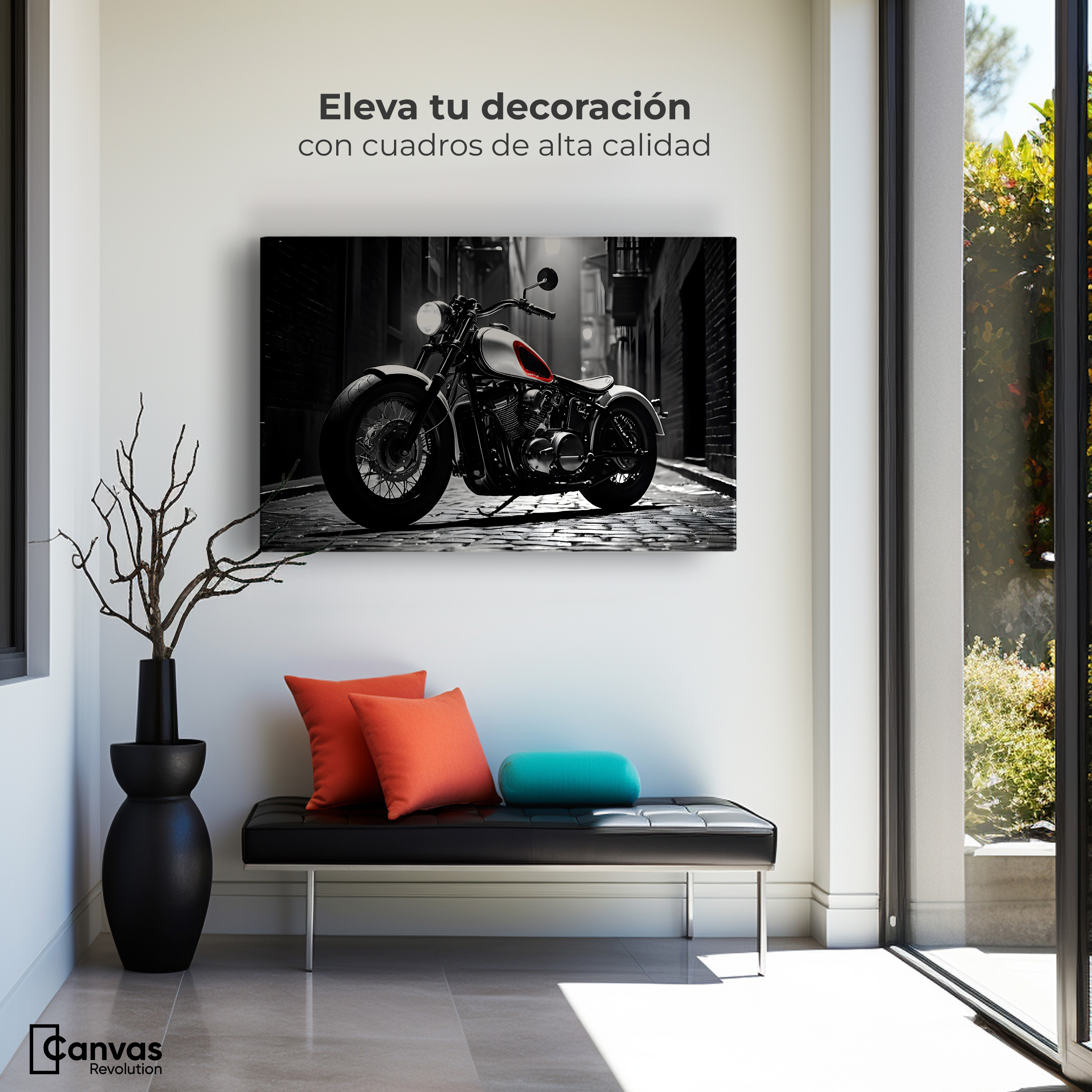 Foto 3 | Cuadro Blanco Y Negro Canvas Ruedas Clásicas 90x60