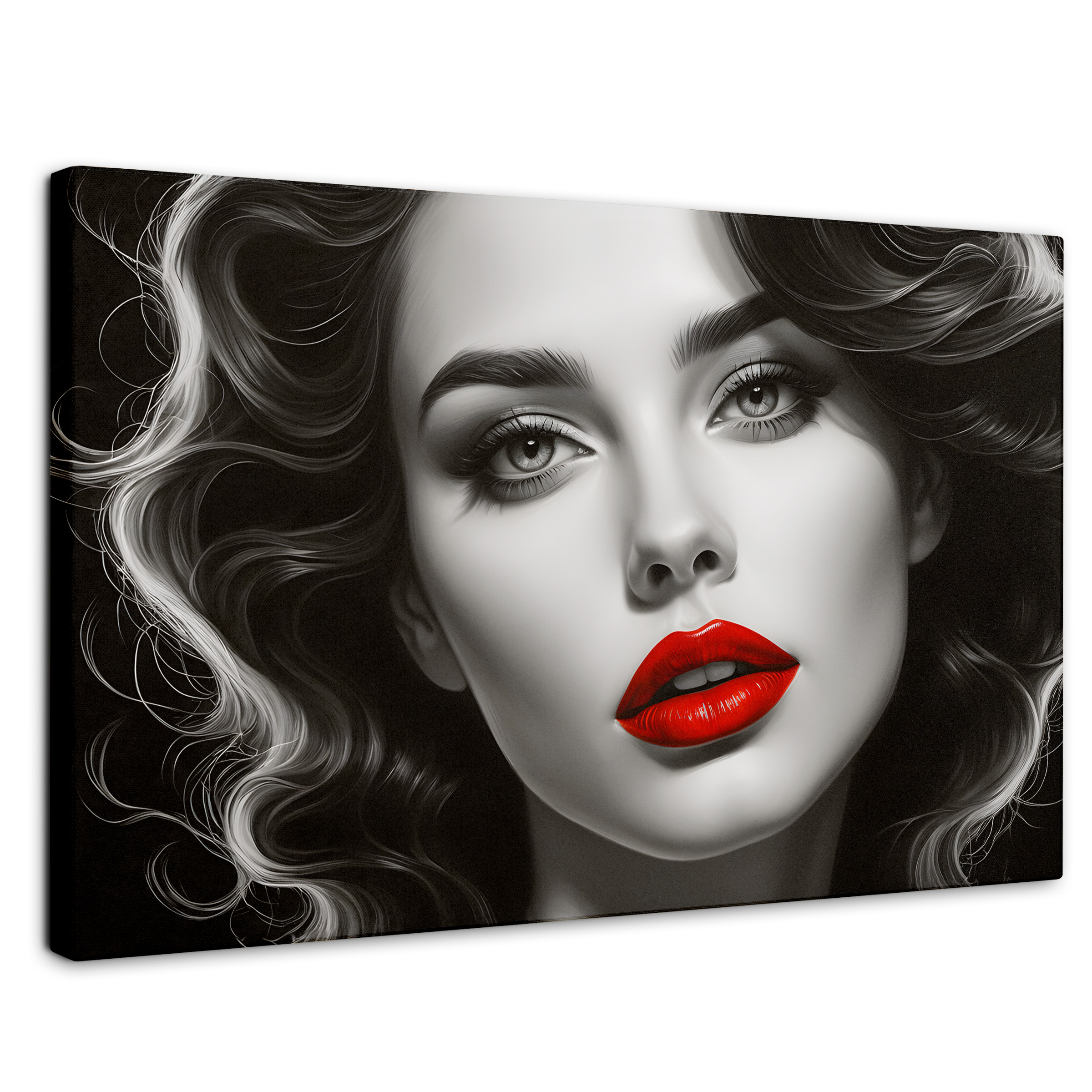 Cuadro Blanco Y Negro Canvas Boca De Pasión 90x60