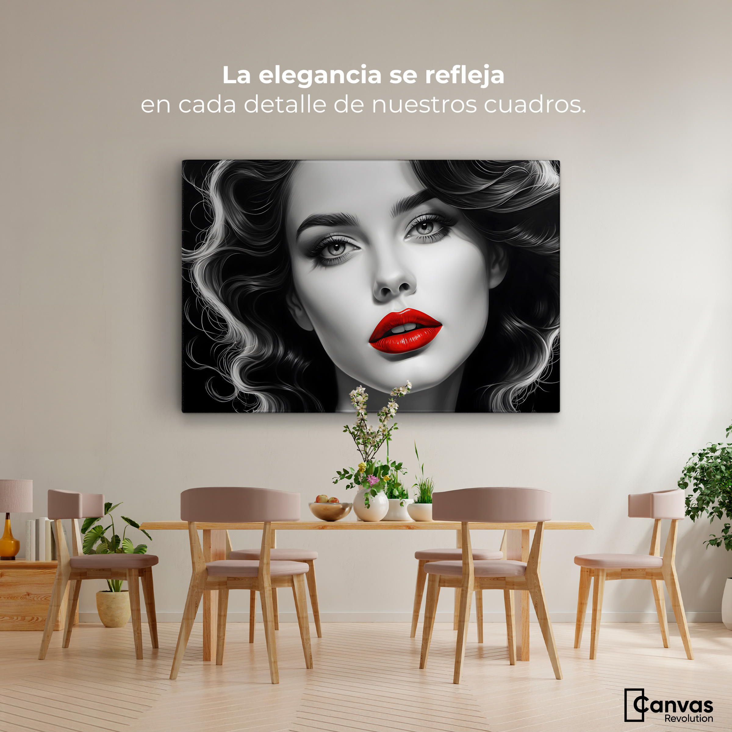Foto 3 pulgar | Cuadro Blanco Y Negro Canvas Boca De Pasión 90x60