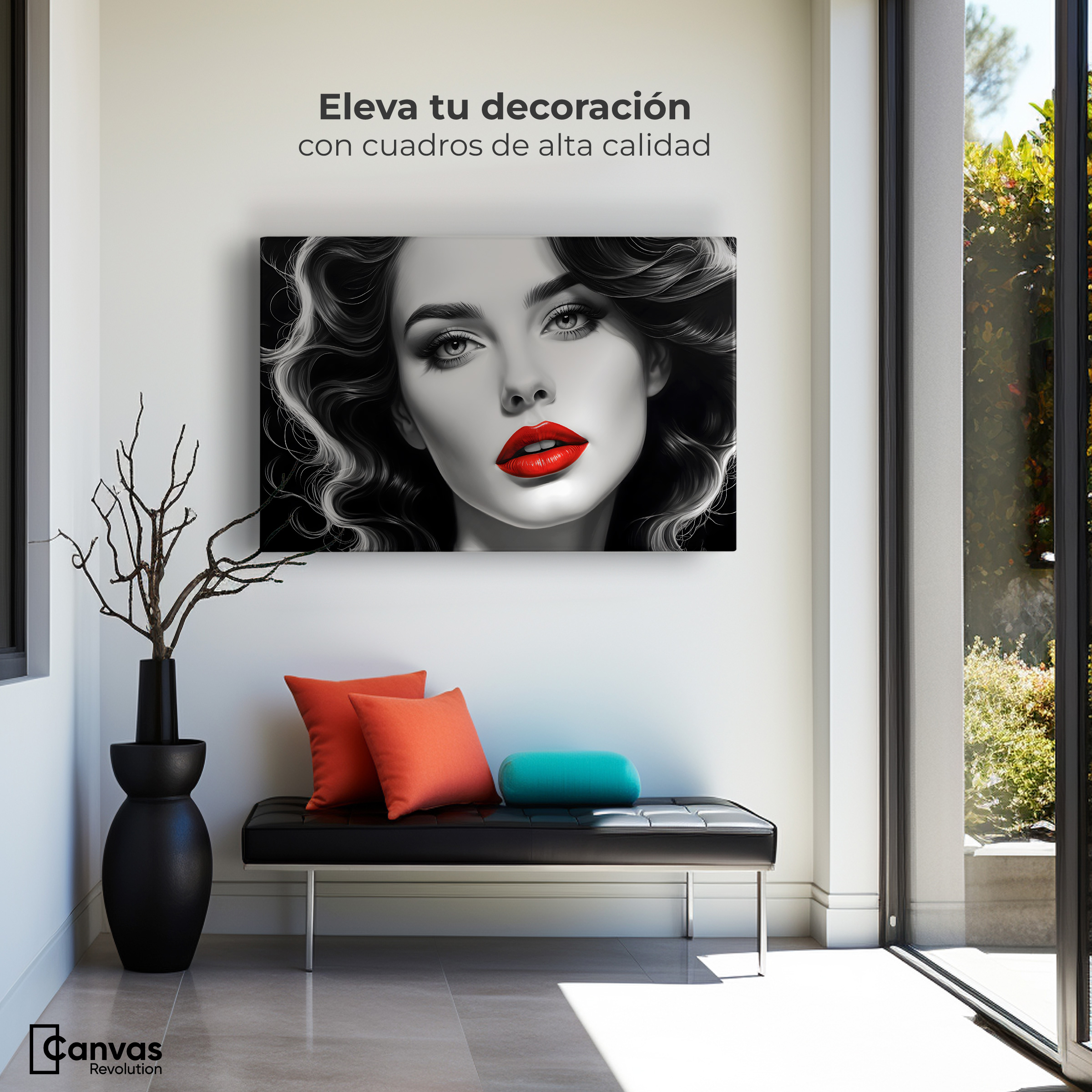 Foto 4 pulgar | Cuadro Blanco Y Negro Canvas Boca De Pasión 90x60