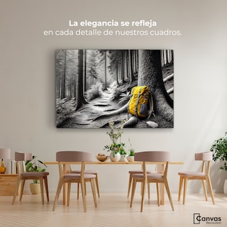 Foto 2 | Cuadro Blanco Y Negro Canvas Rastro Amarillo 90x60