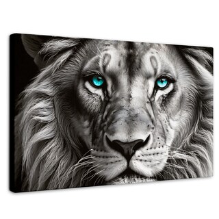 Foto 1 | Cuadro Blanco Y Negro Canvas León Celeste 90x60