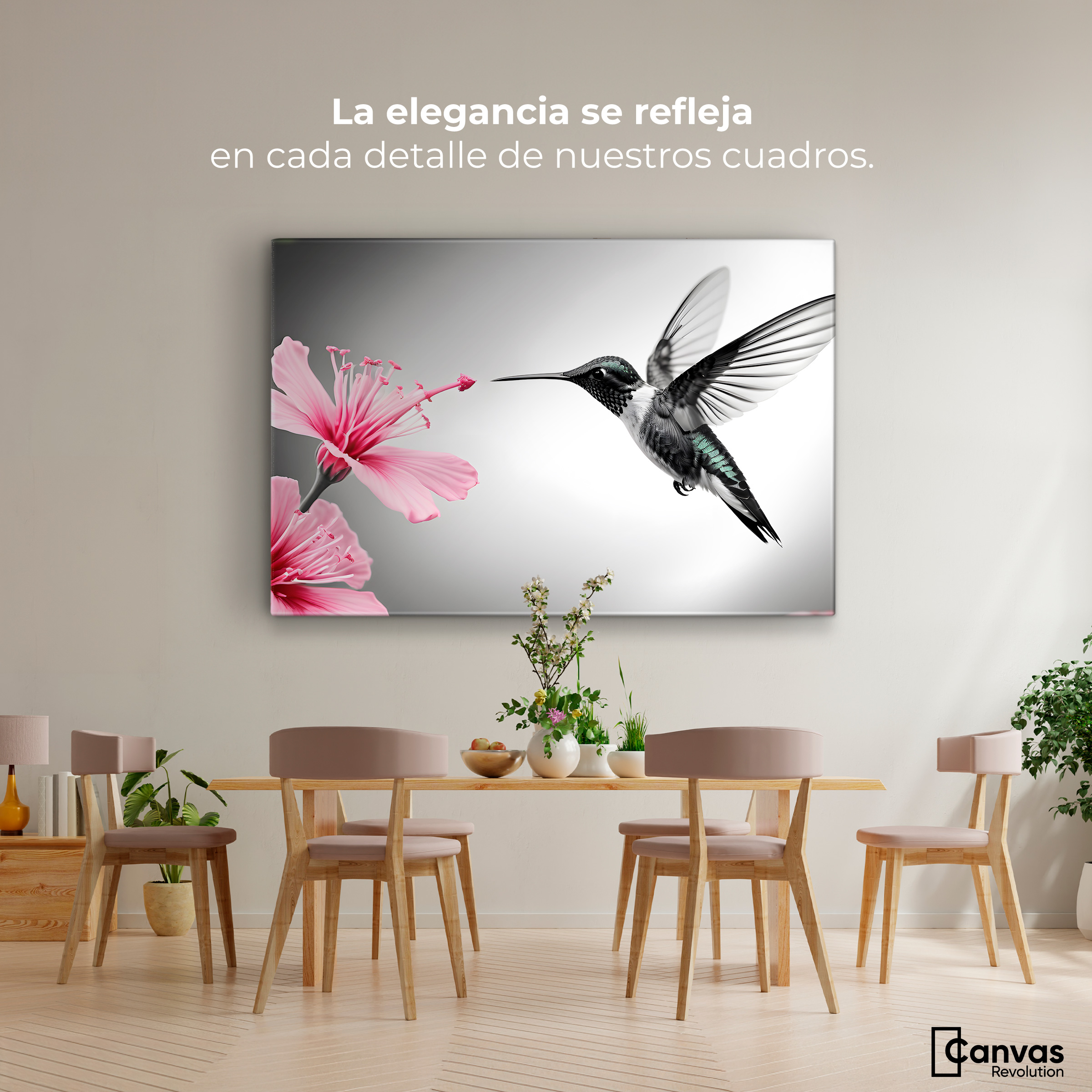 Foto 2 | Cuadro Blanco Y Negro Canvas Amanecer Rosado 90x60