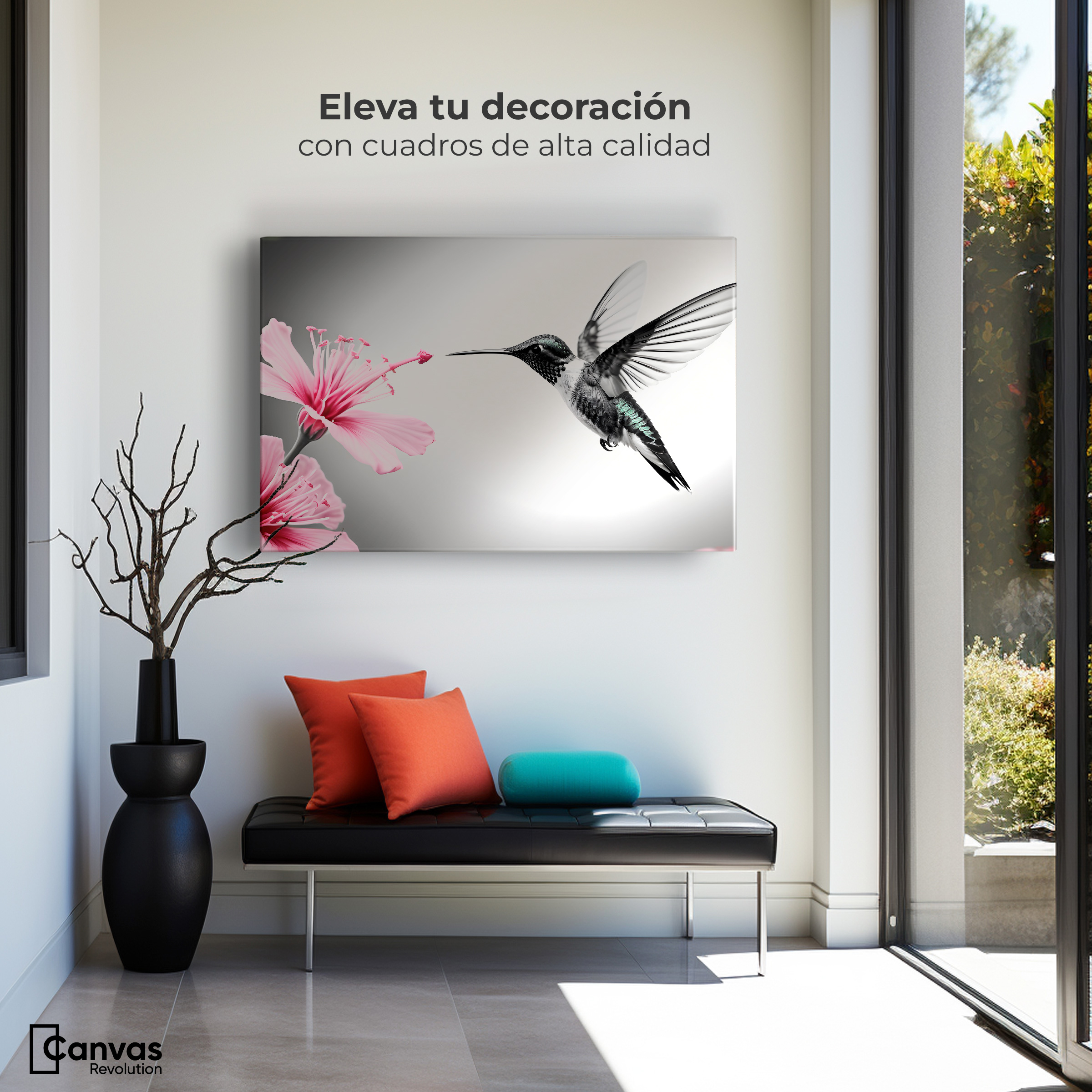 Foto 4 pulgar | Cuadro Blanco Y Negro Canvas Amanecer Rosado 90x60