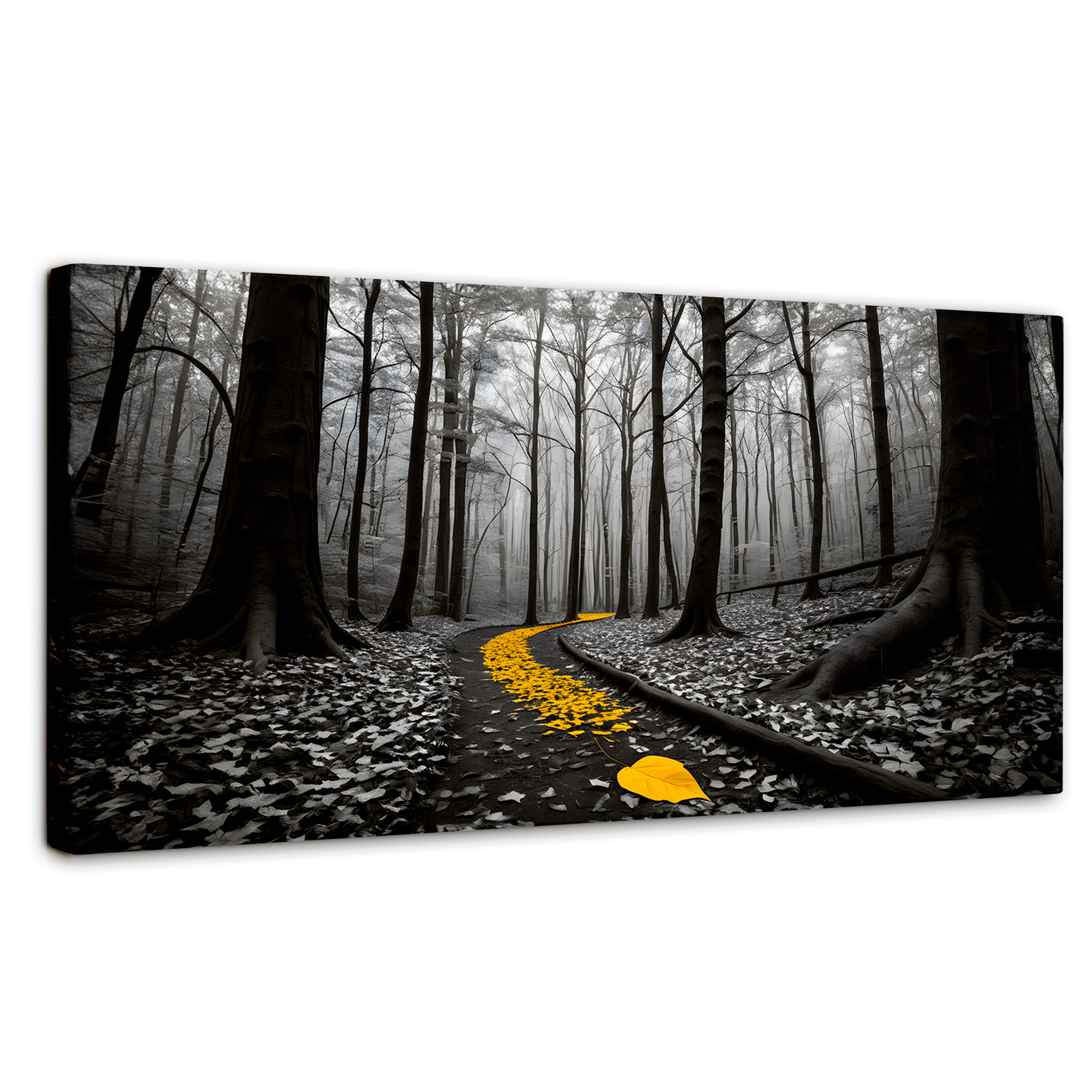 Foto 2 pulgar | Cuadro Blanco Y Negro Canvas Camino De Otoño 120x60