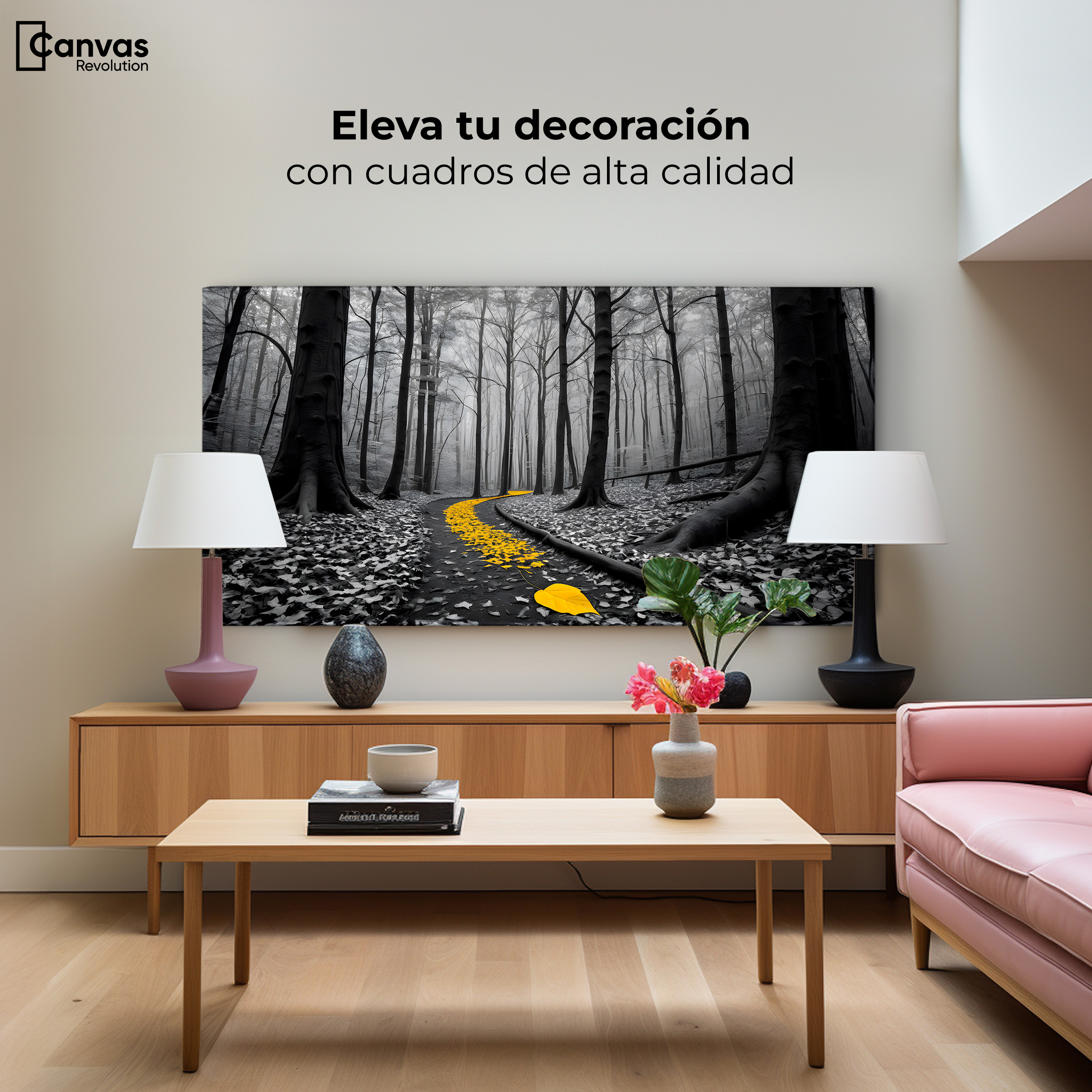 Foto 3 | Cuadro Blanco Y Negro Canvas Camino De Otoño 120x60