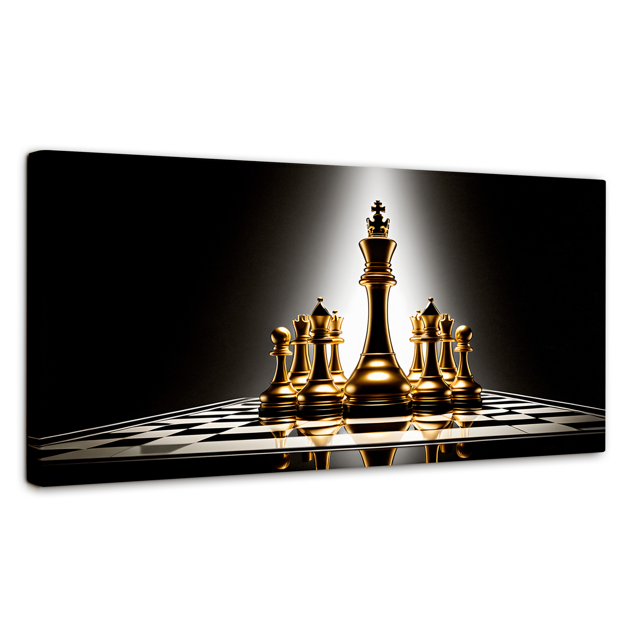Foto 1 | Cuadro Blanco Y Negro Canvas Ajedrez De Oro 120x60