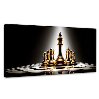 Foto 1 | Cuadro Blanco Y Negro Canvas Ajedrez De Oro 120x60