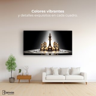 Foto 2 | Cuadro Blanco Y Negro Canvas Ajedrez De Oro 120x60