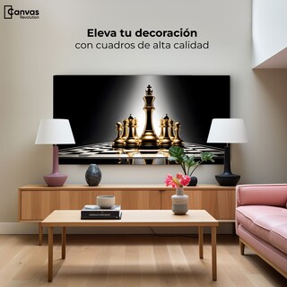 Foto 3 | Cuadro Blanco Y Negro Canvas Ajedrez De Oro 120x60