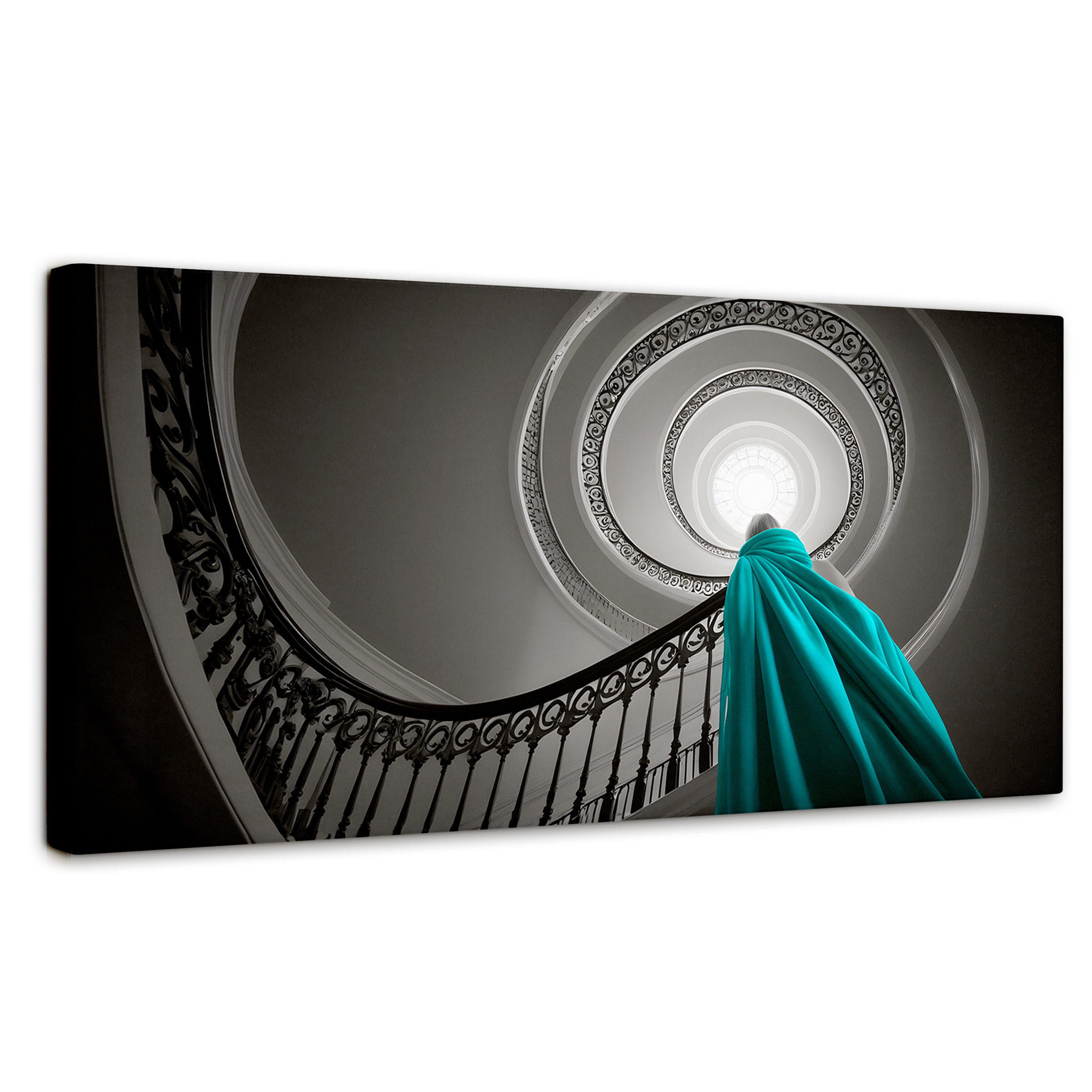Foto 2 pulgar | Cuadro Blanco Y Negro Canvas Seda Azul 120x60