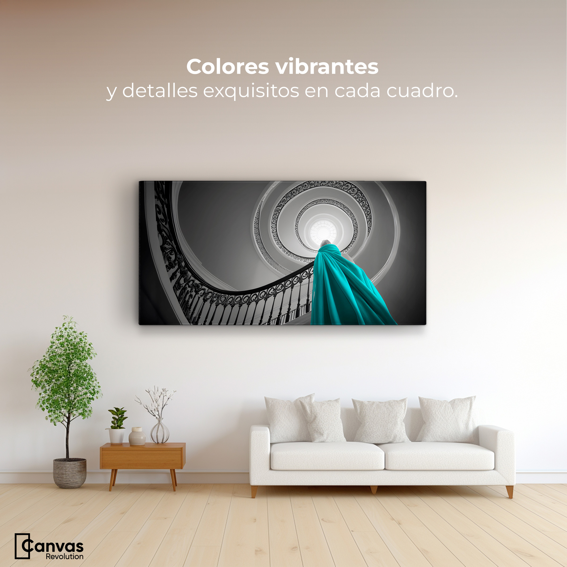 Foto 3 pulgar | Cuadro Blanco Y Negro Canvas Seda Azul 120x60