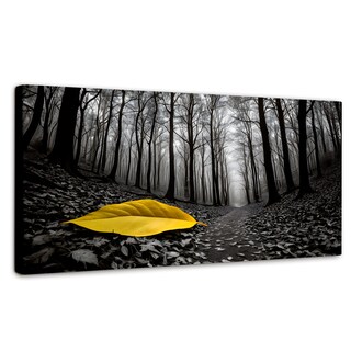 Foto 1 | Cuadro Blanco Y Negro Canvas Amarillo Caído 120x60