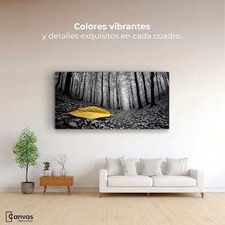 Foto 2 | Cuadro Blanco Y Negro Canvas Amarillo Caído 120x60