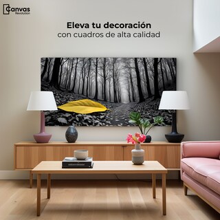 Foto 3 | Cuadro Blanco Y Negro Canvas Amarillo Caído 120x60