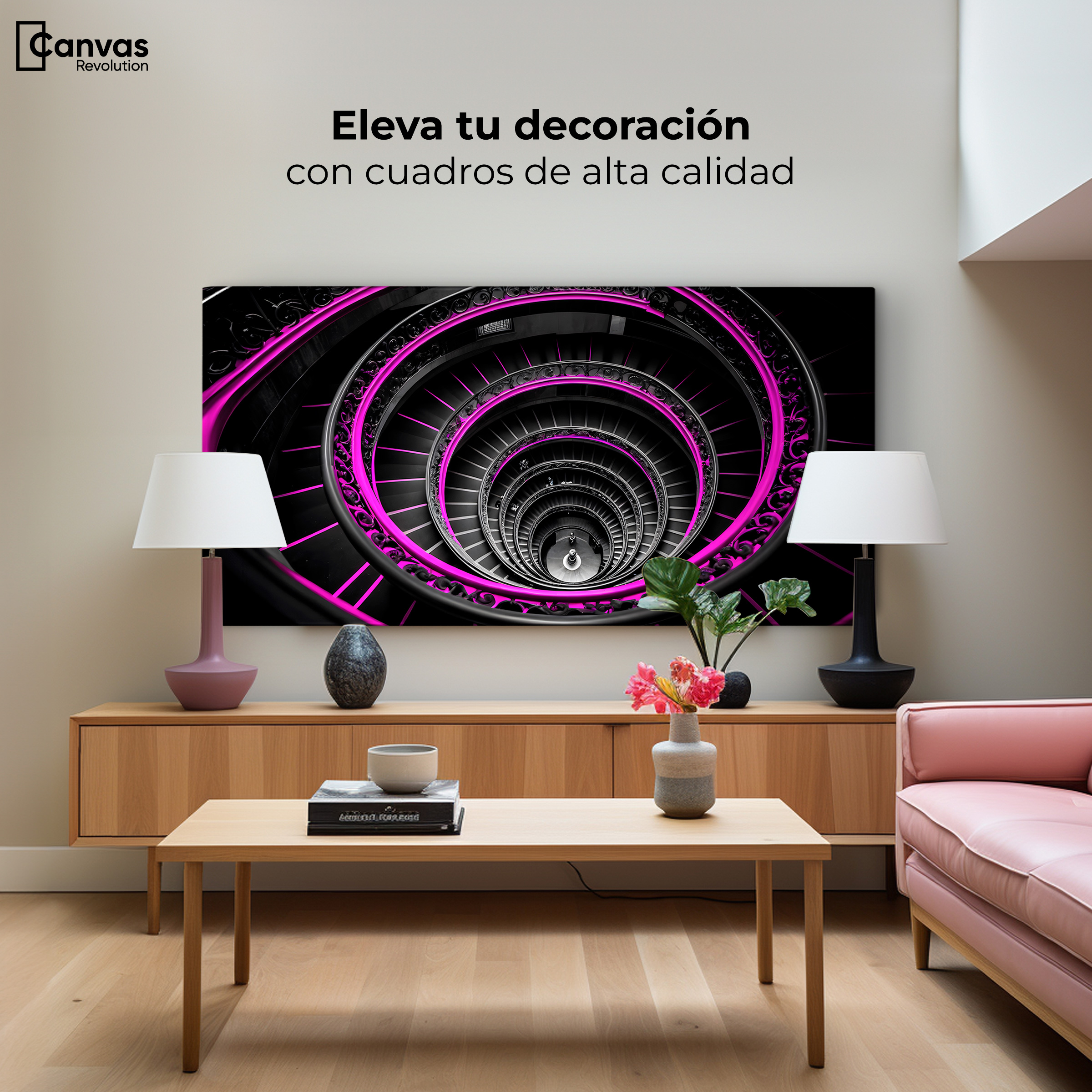 Foto 4 pulgar | Cuadro Blanco Y Negro Canvas Rosa En Ascenso 120x60