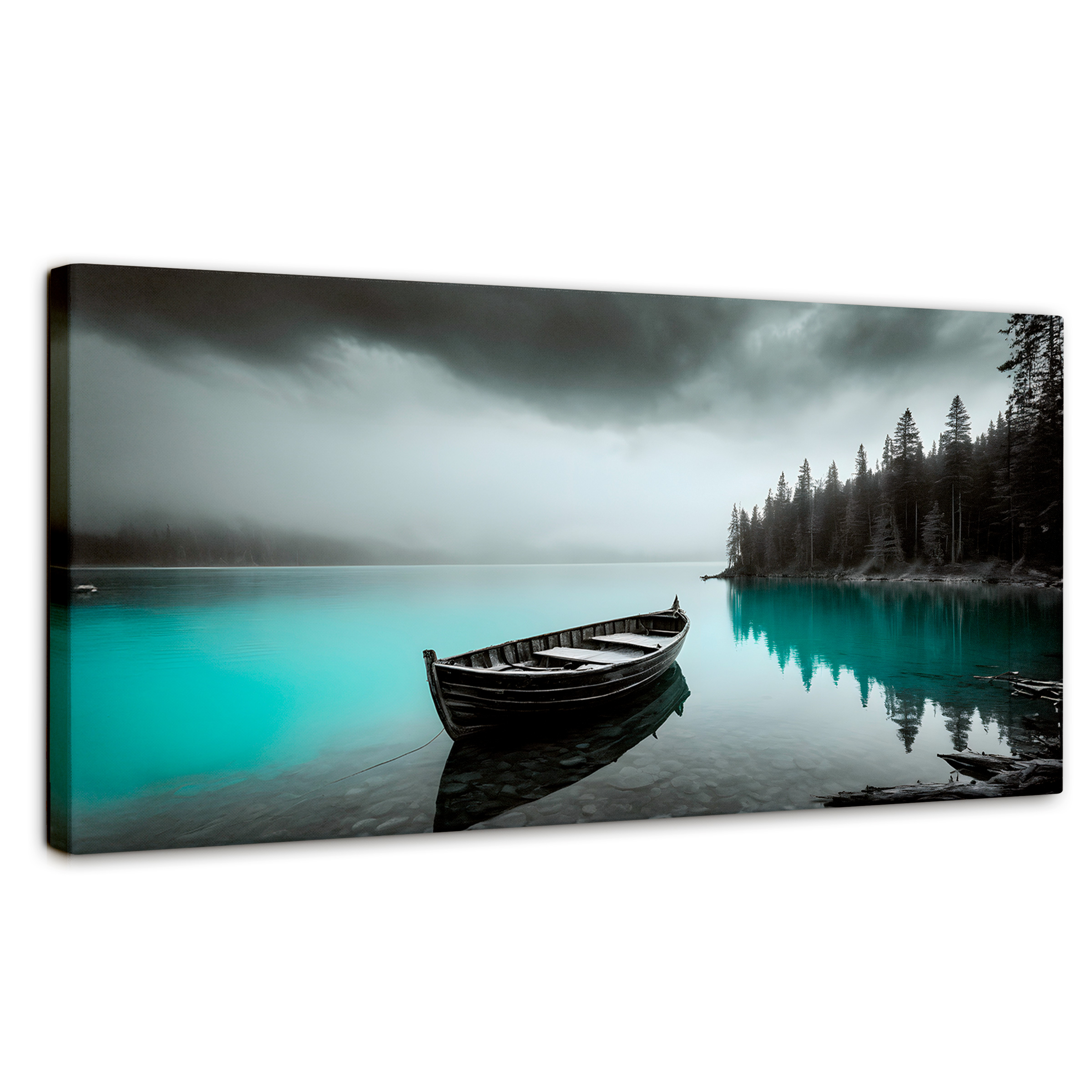 Foto 1 | Cuadro Blanco Y Negro Canvas Azul Profundo 120x60