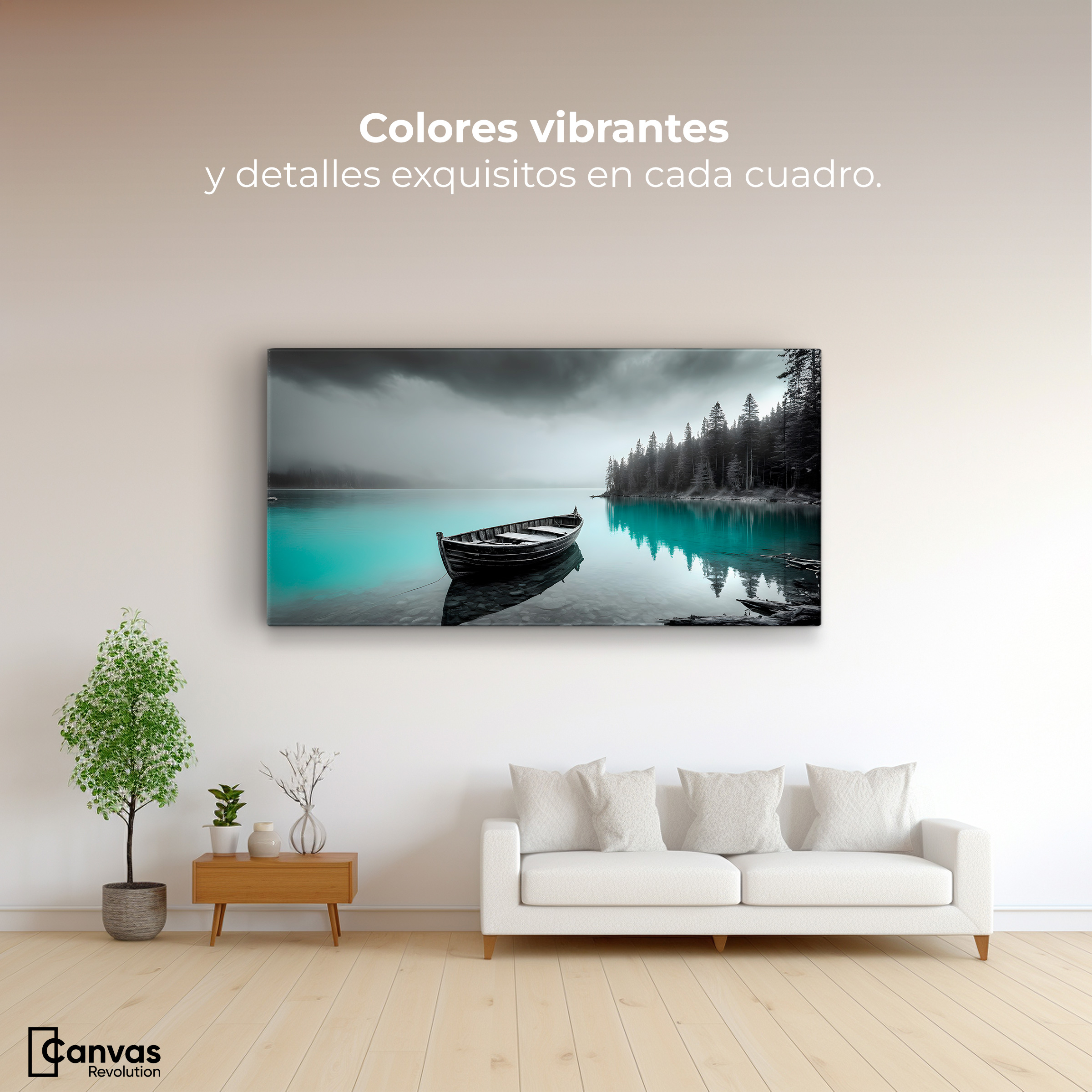 Foto 2 | Cuadro Blanco Y Negro Canvas Azul Profundo 120x60