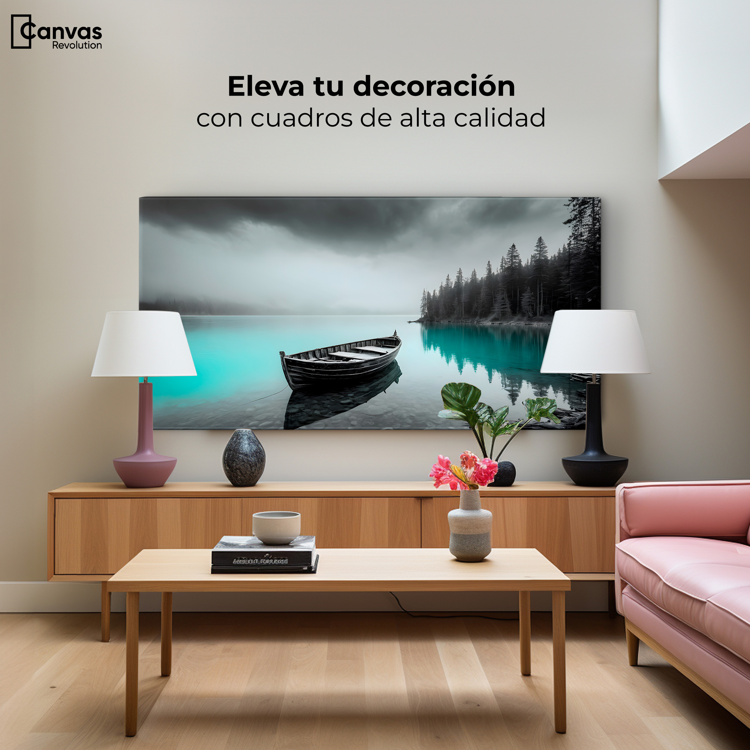 Foto 3 | Cuadro Blanco Y Negro Canvas Azul Profundo 120x60