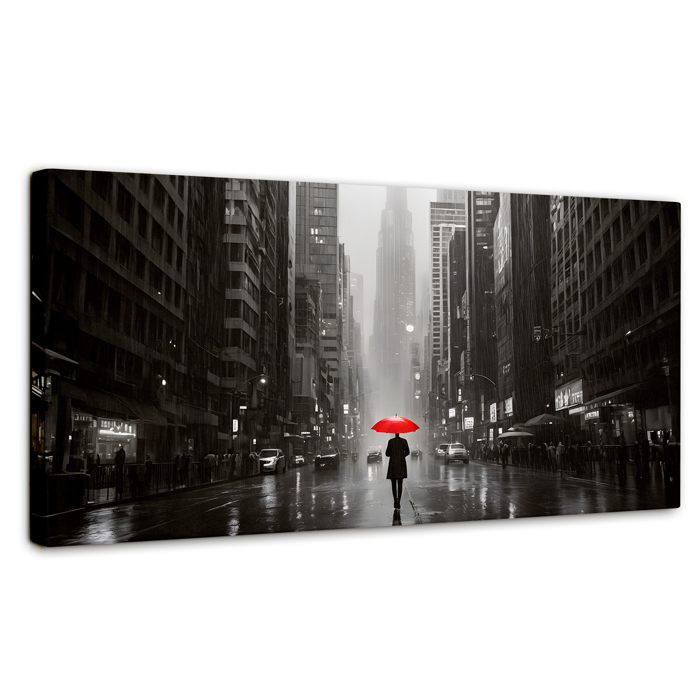 Foto 1 | Cuadro Blanco Y Negro Canvas Paraguas Rojo 120x60