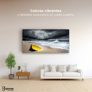 Foto 2 | Cuadro Blanco Y Negro Canvas Amarillo En Arena 120x60