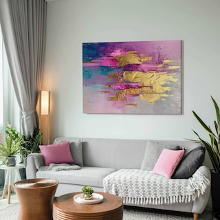 Foto 5 | Ilios Innova | Cuadro Decorativo Abstracto Rosa, Impreso En Tela 80x120cm, Impresión Digital De Alta Calidad