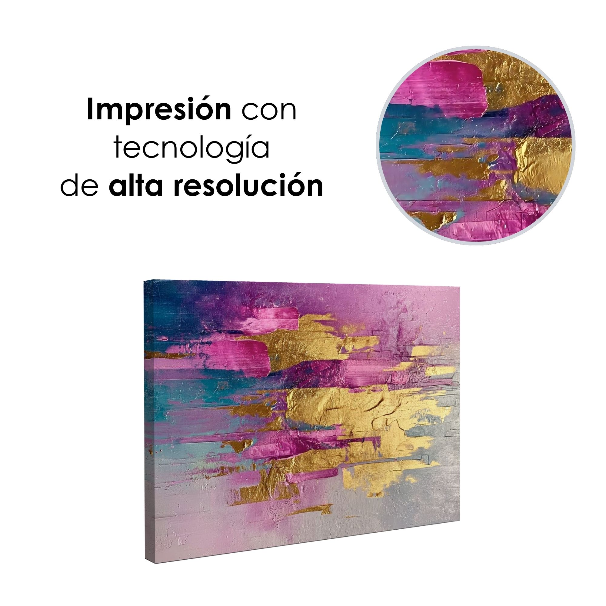 Foto 7 pulgar | Ilios Innova | Cuadro Decorativo Abstracto Rosa, Impreso En Tela 80x120cm, Impresión Digital De Alta Calidad