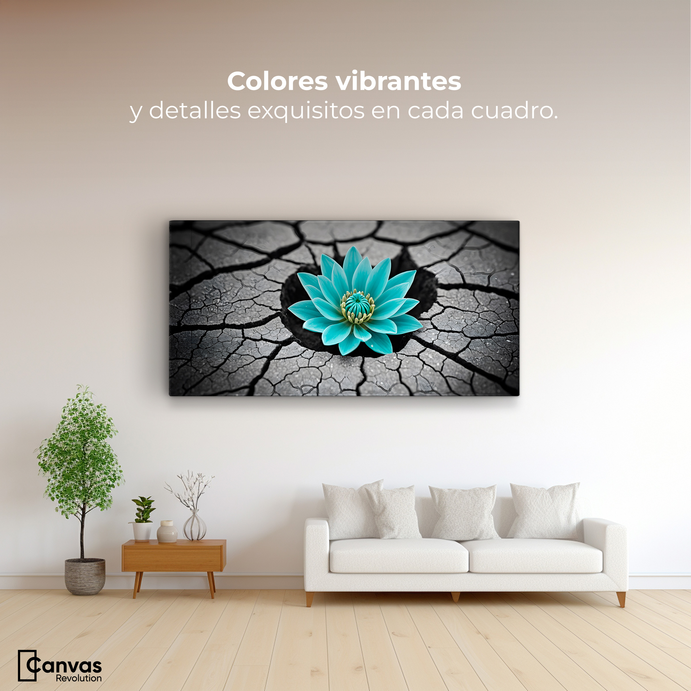 Foto 3 pulgar | Cuadro Blanco Y Negro Canvas Crecimiento Azul 120x60
