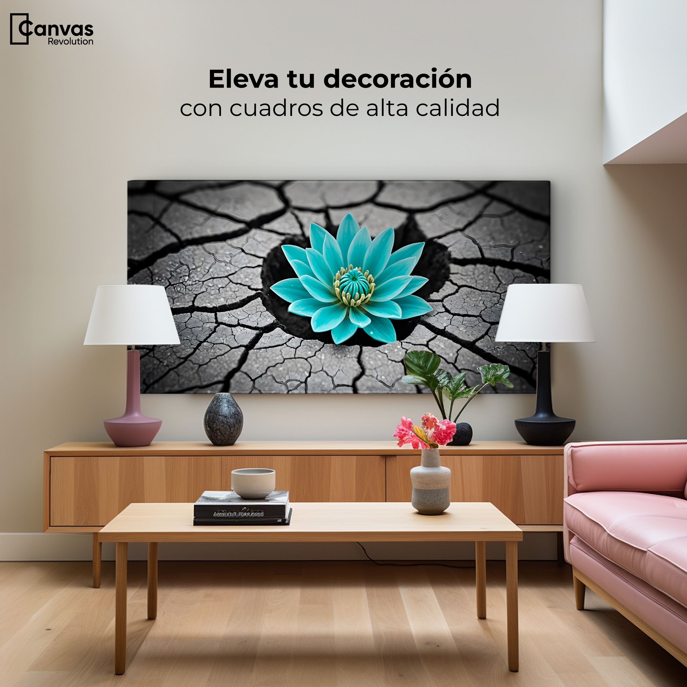 Foto 4 pulgar | Cuadro Blanco Y Negro Canvas Crecimiento Azul 120x60