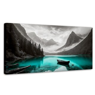 Foto 1 | Cuadro Blanco Y Negro Canvas Lago Esmeralda 120x60