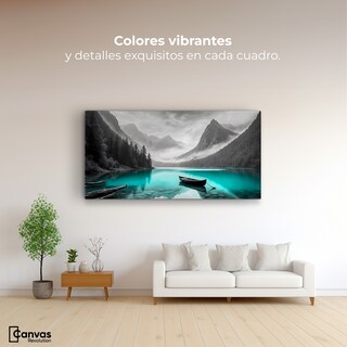 Foto 2 | Cuadro Blanco Y Negro Canvas Lago Esmeralda 120x60