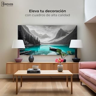 Foto 3 | Cuadro Blanco Y Negro Canvas Lago Esmeralda 120x60