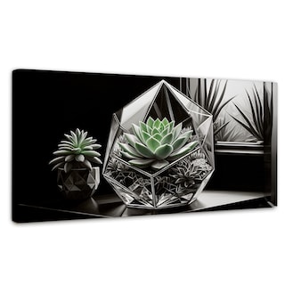 Foto 1 | Cuadro Blanco Y Negro Canvas Cactus Esmeralda 120x60