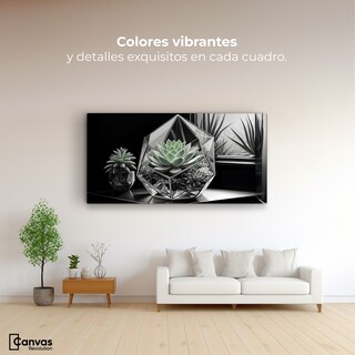 Foto 2 | Cuadro Blanco Y Negro Canvas Cactus Esmeralda 120x60