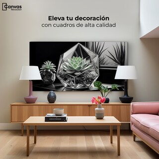 Foto 3 | Cuadro Blanco Y Negro Canvas Cactus Esmeralda 120x60