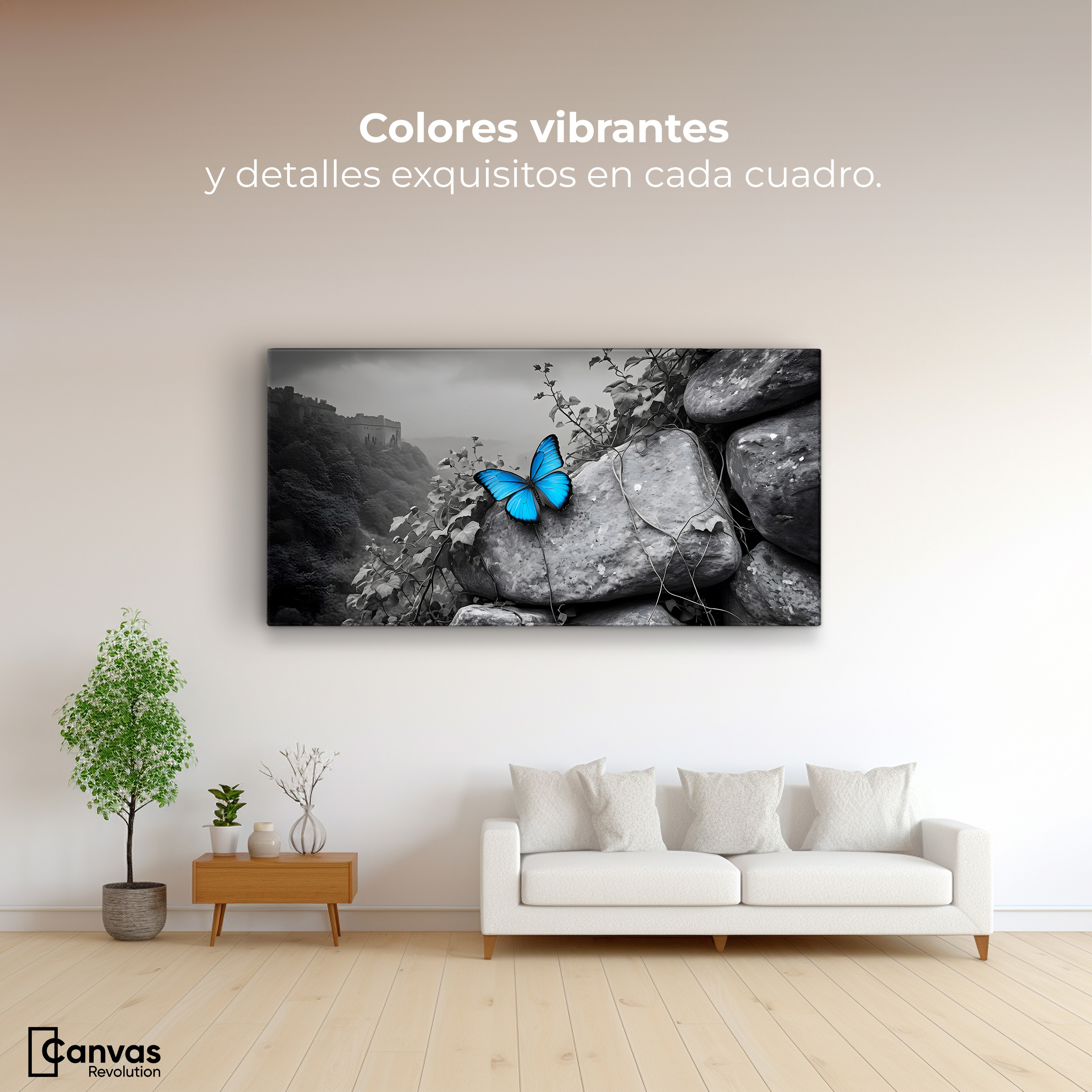 Foto 3 pulgar | Cuadro Blanco Y Negro Canvas Alas De Zafiro 120x60