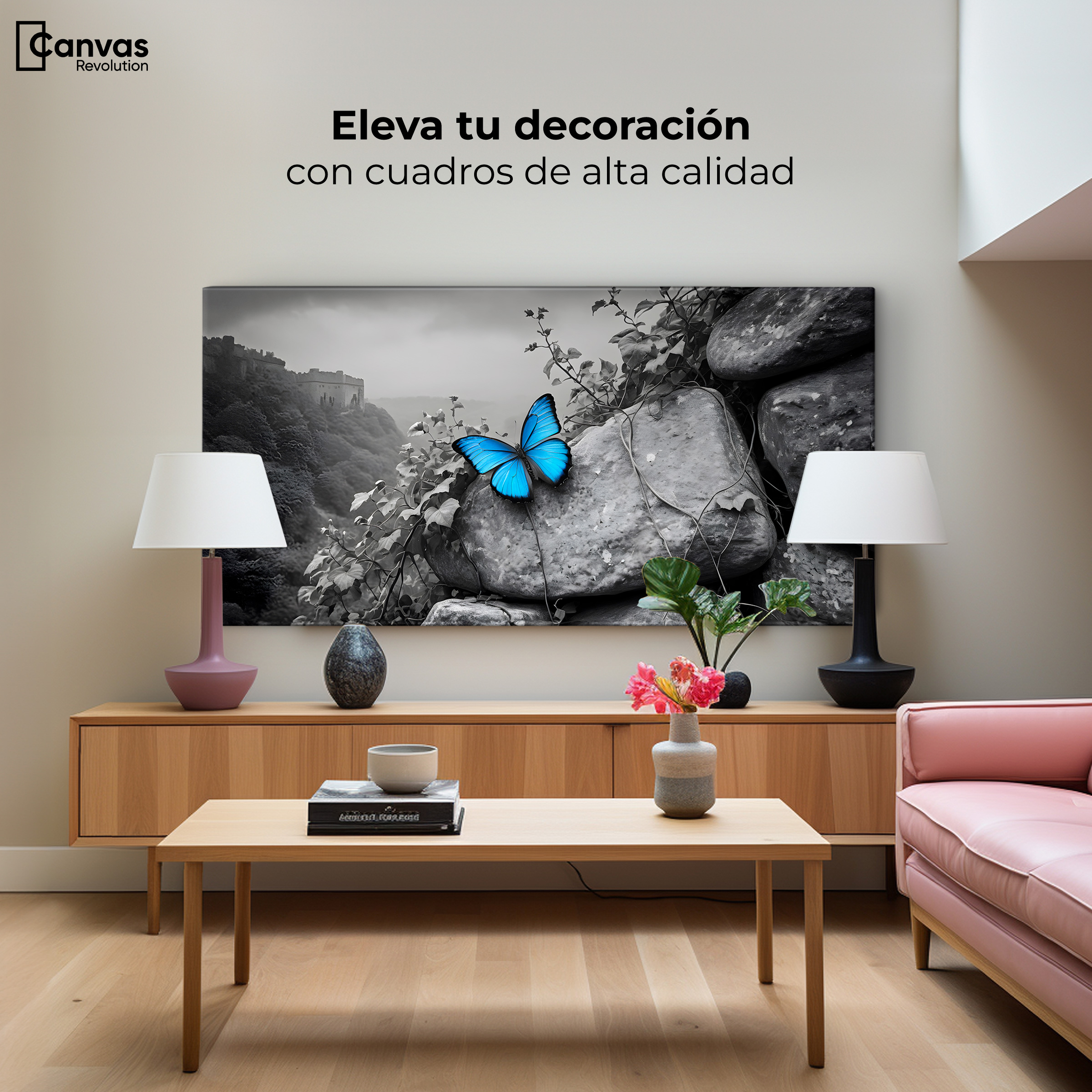 Foto 4 pulgar | Cuadro Blanco Y Negro Canvas Alas De Zafiro 120x60
