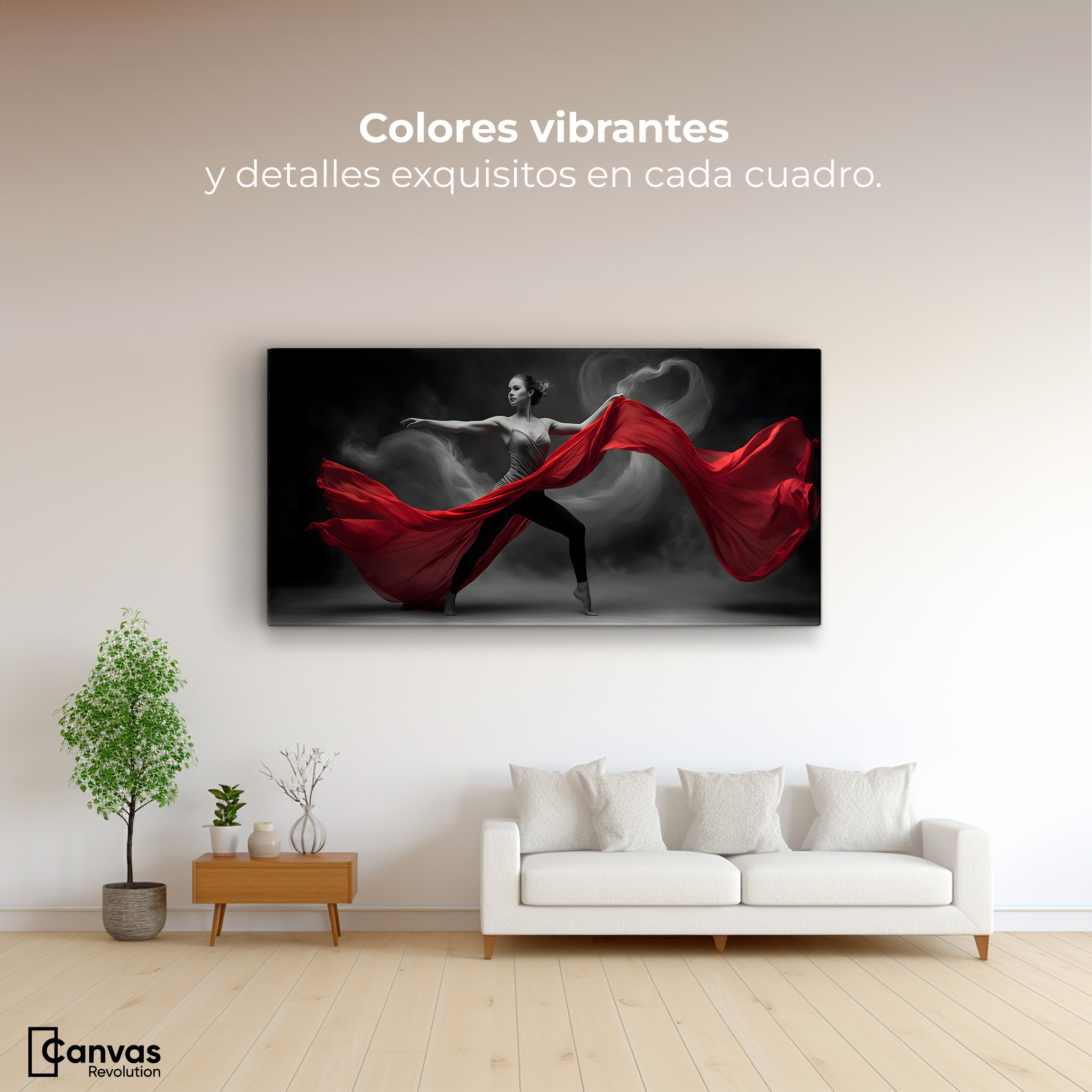 Foto 3 pulgar | Cuadro Blanco Y Negro Canvas Vuelo Escarlata 120x60