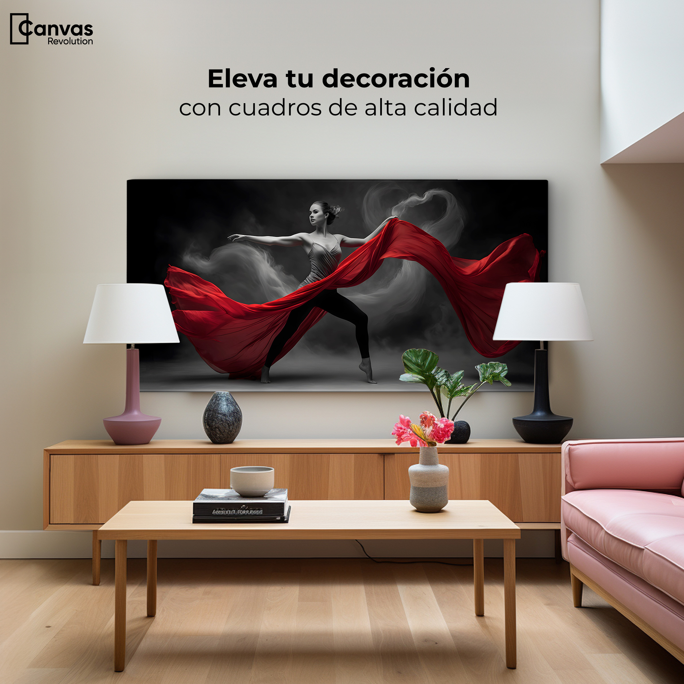 Foto 3 | Cuadro Blanco Y Negro Canvas Vuelo Escarlata 120x60