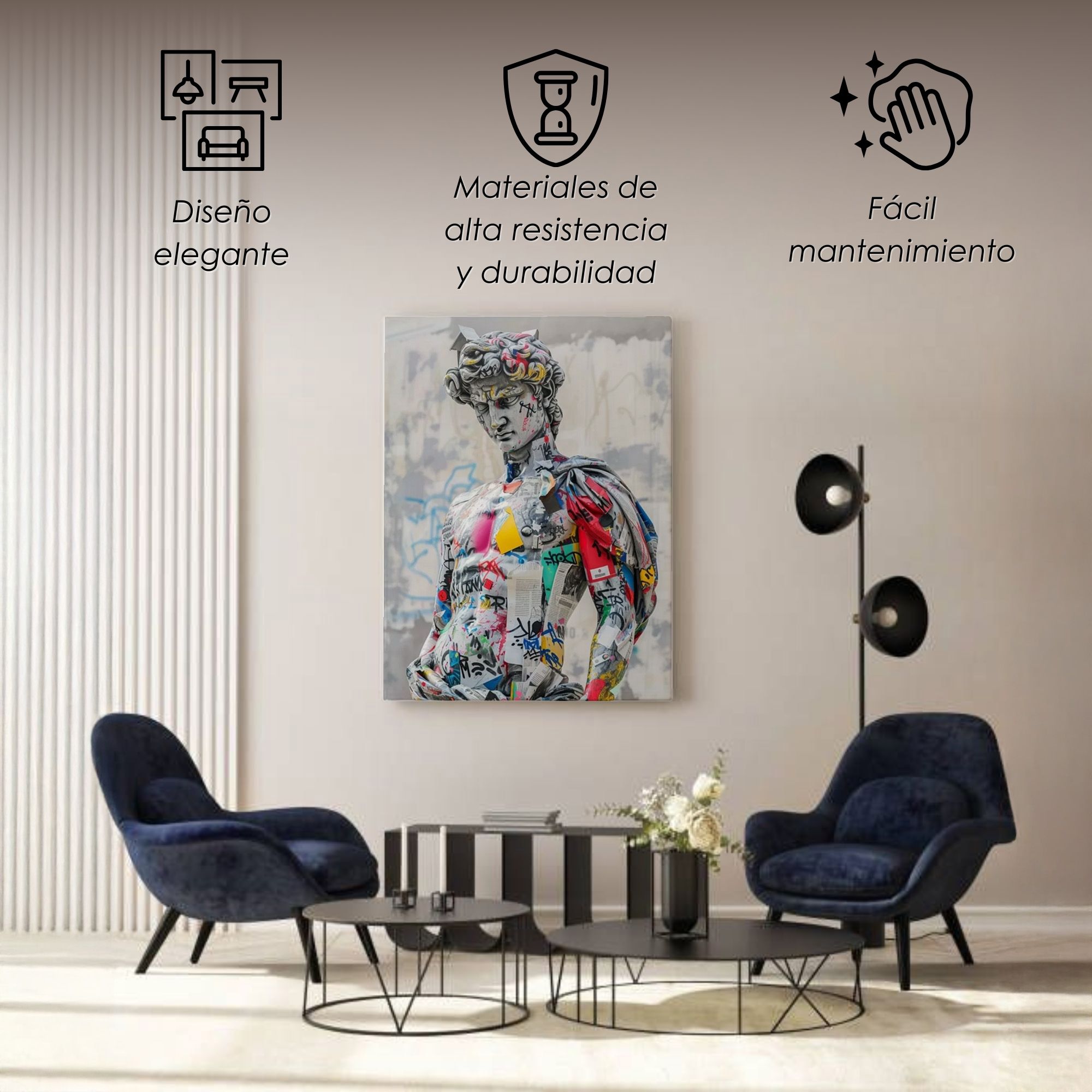 Foto 4 pulgar | Ilios Innova | Cuadro Decorativo Fotografía David Grafiti, Impreso En Tela 80x120cm, Impresión Digital De Alta Calidad