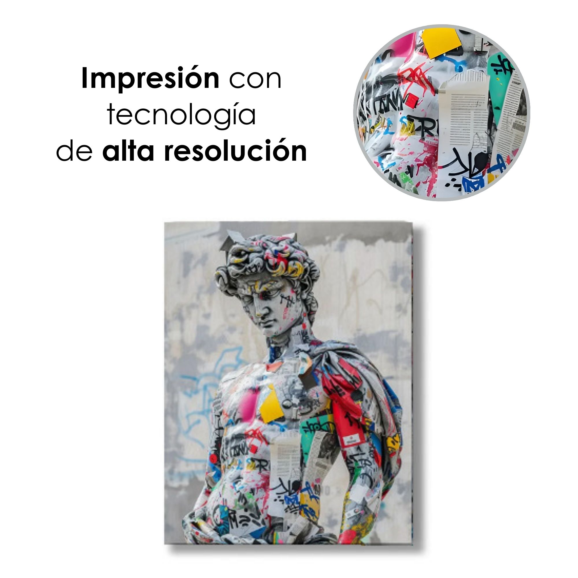 Foto 6 | Ilios Innova | Cuadro Decorativo Fotografía David Grafiti, Impreso En Tela 80x120cm, Impresión Digital De Alta Calidad