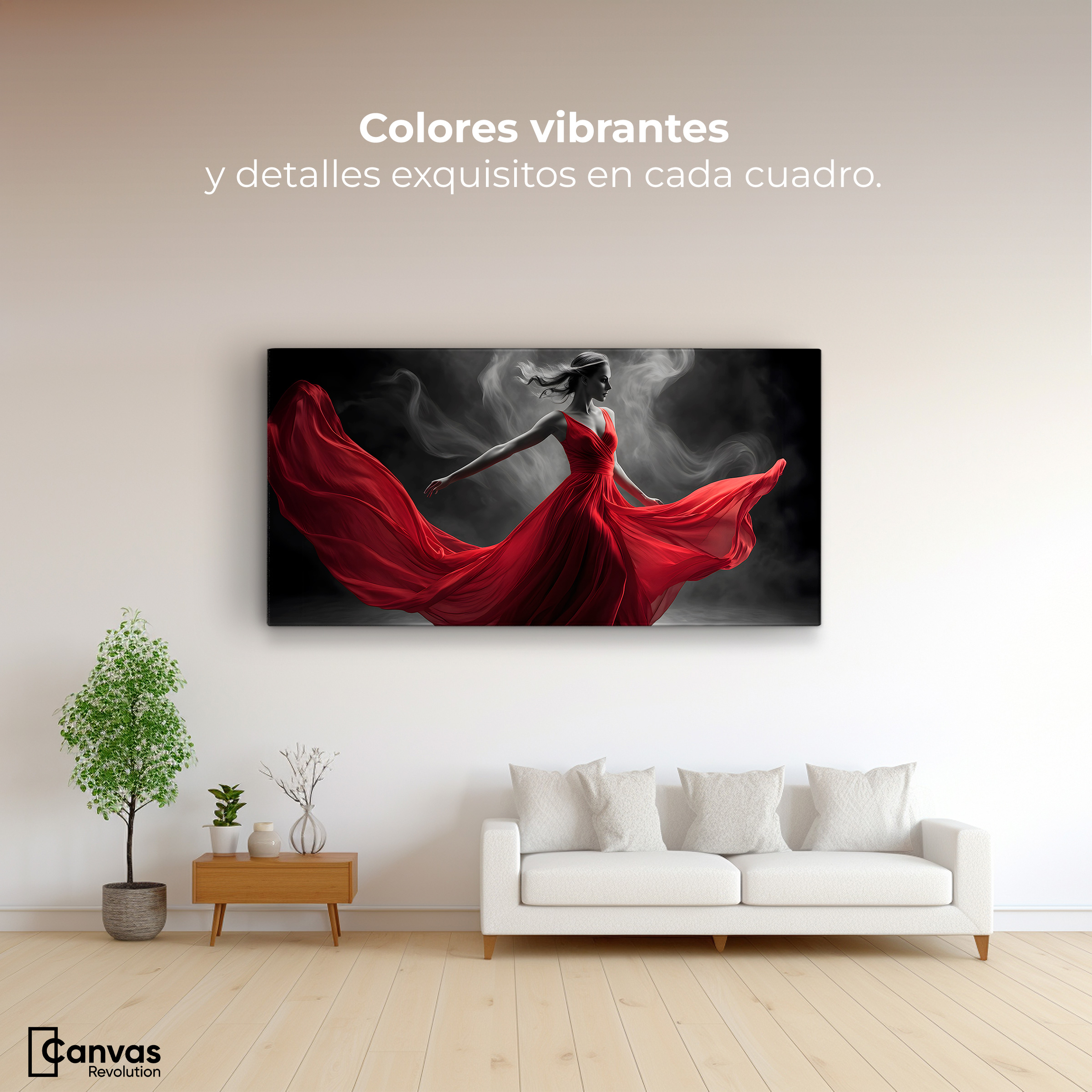 Foto 3 pulgar | Cuadro Blanco Y Negro Canvas Bailarina Ardiente 120x60
