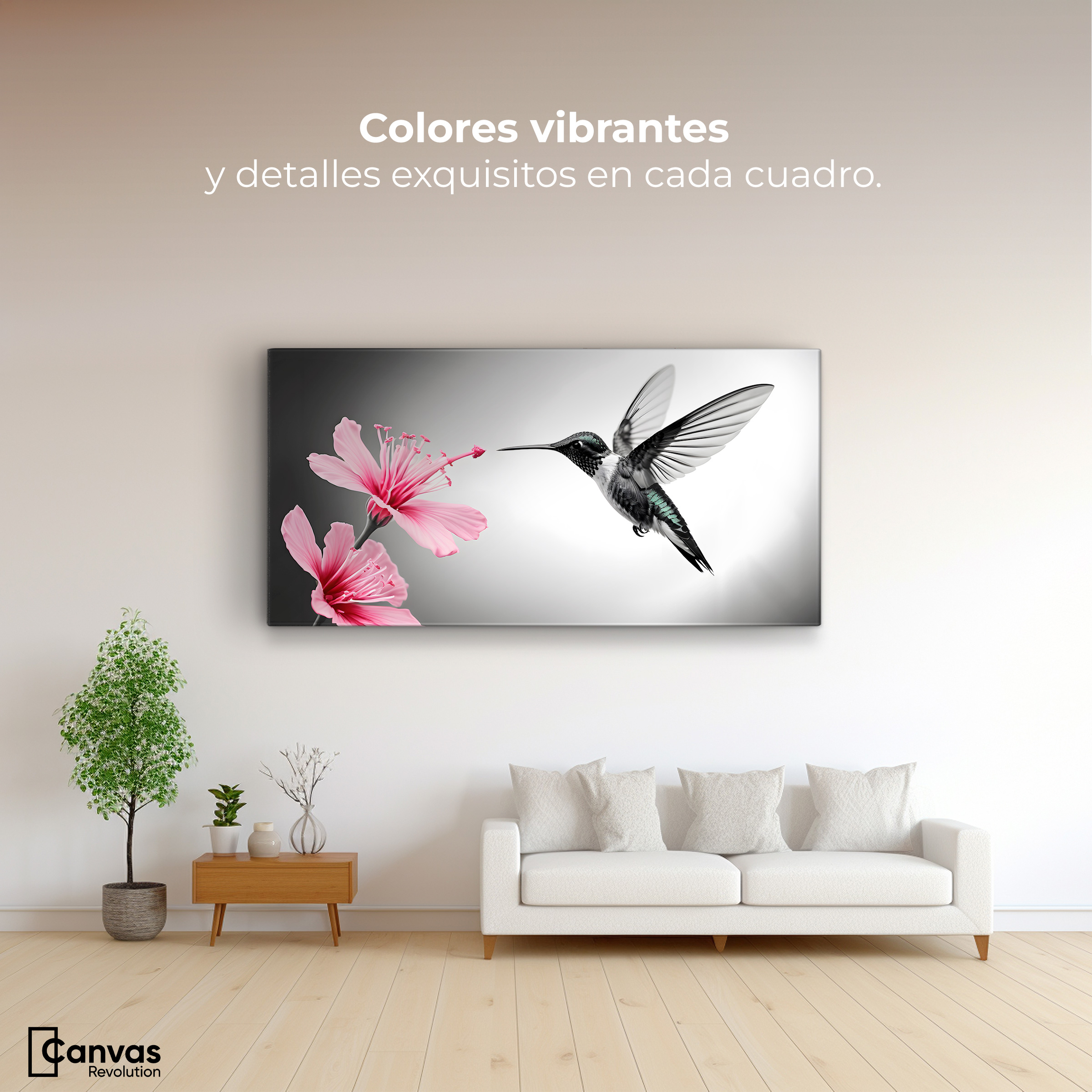 Foto 3 pulgar | Cuadro Blanco Y Negro Canvas Amanecer Rosado 120x60