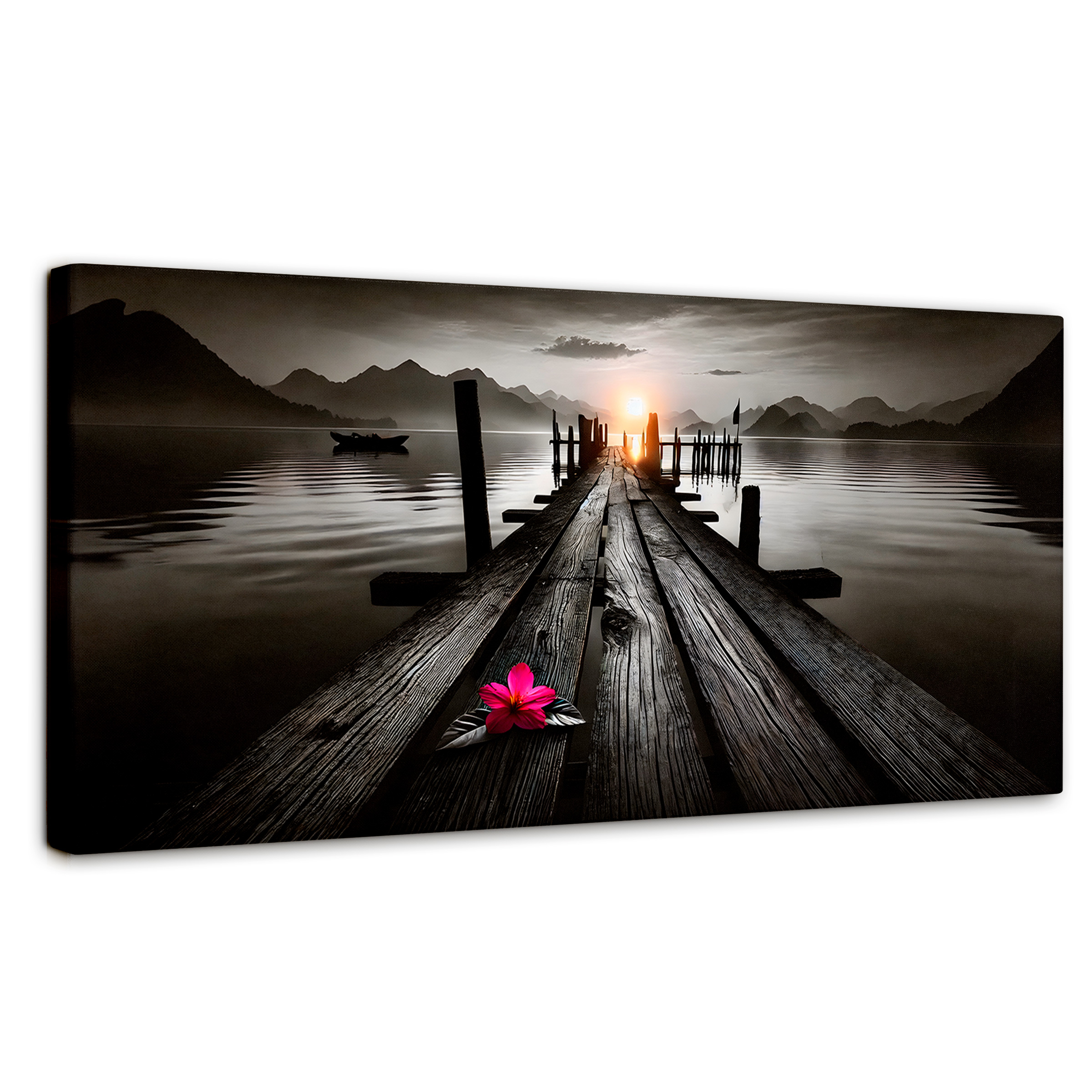 Foto 1 | Cuadro Blanco Y Negro Canvas Pétalos De Muelle 120x60