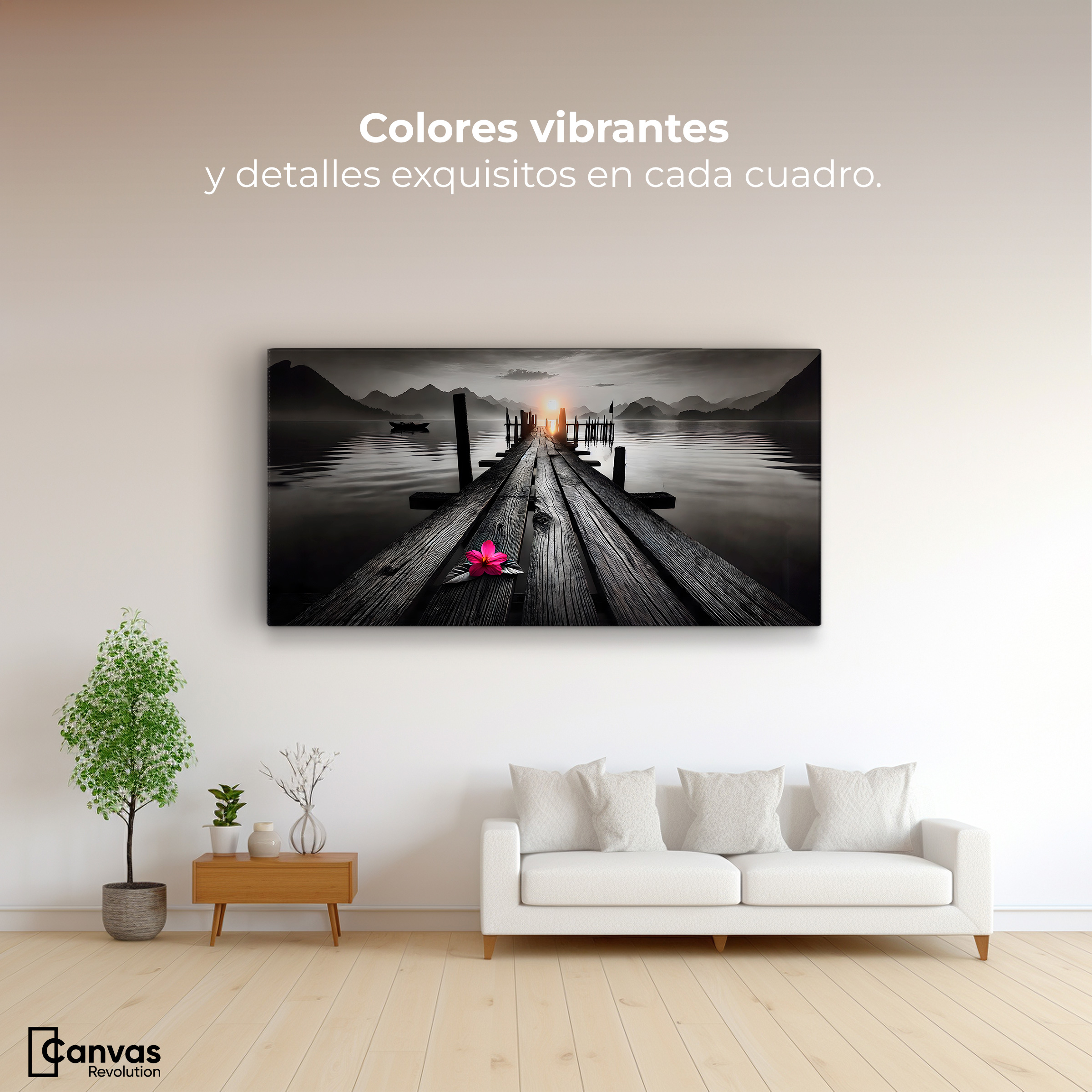 Foto 2 | Cuadro Blanco Y Negro Canvas Pétalos De Muelle 120x60