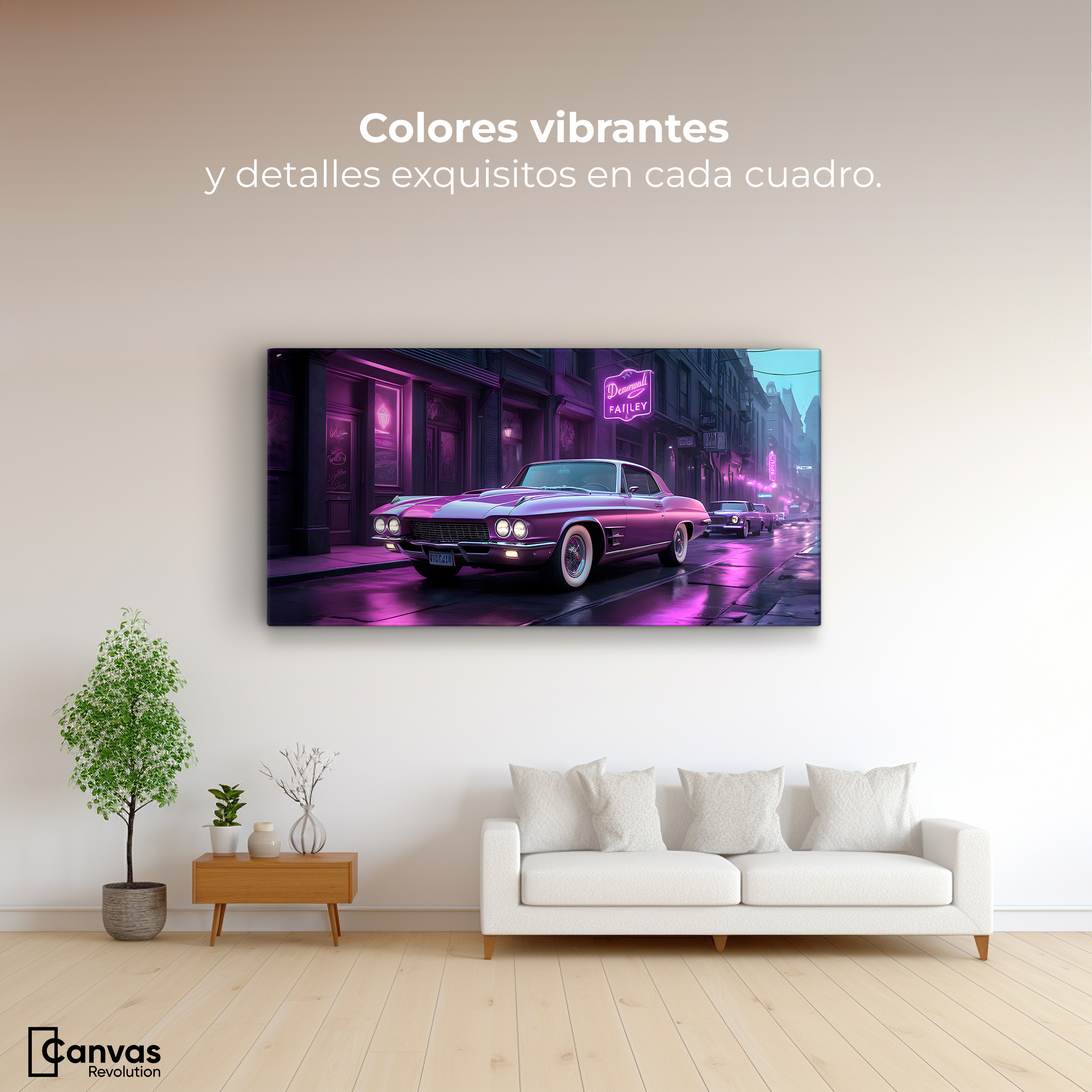 Foto 3 pulgar | Cuadro Blanco Y Negro Canvas Viaje De Neón 120x60