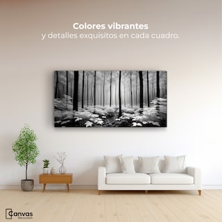 Foto 2 | Cuadro Blanco Y Negro Canvas Misterio En Bosque 120x60