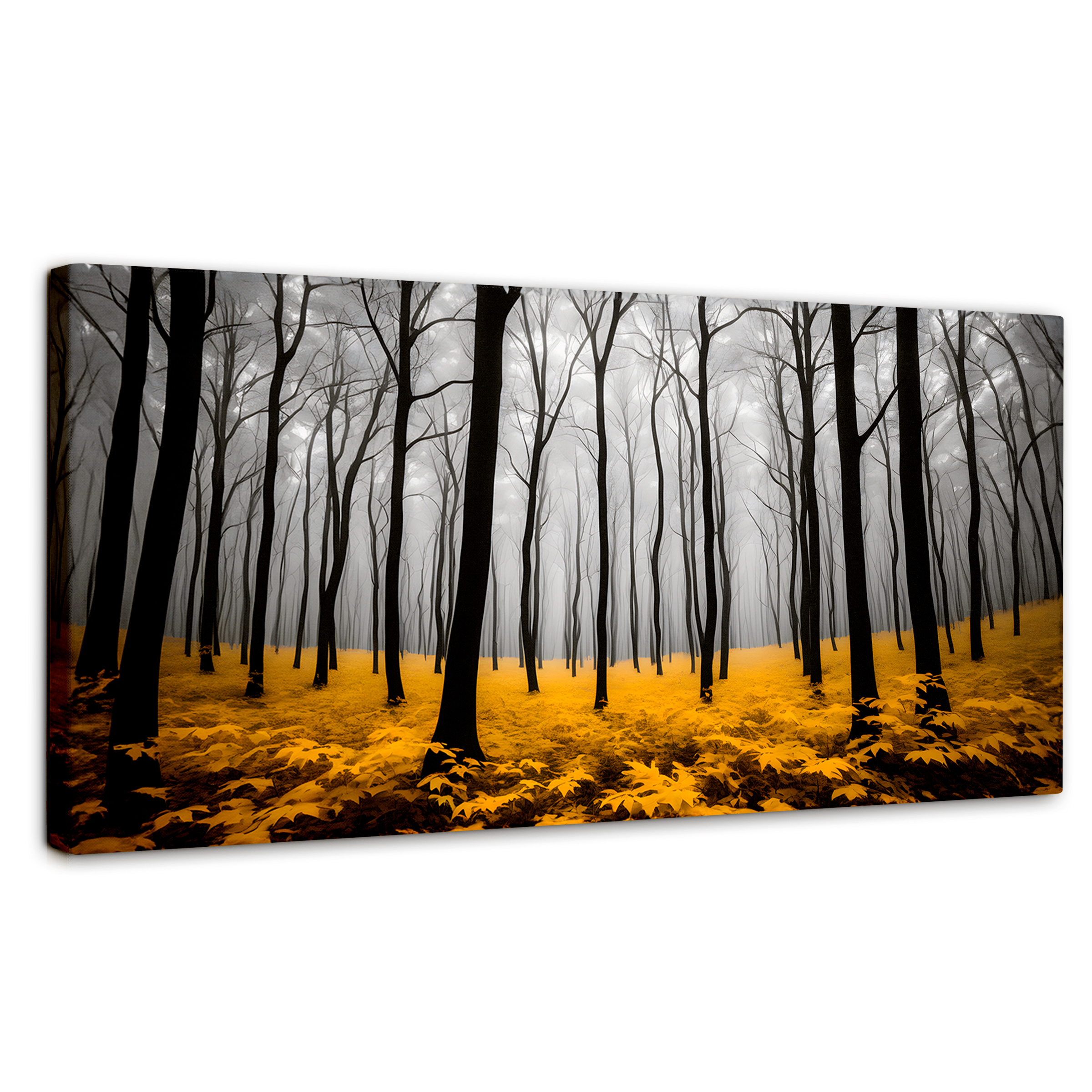 Foto 2 pulgar | Cuadro Blanco Y Negro Canvas Amarillo Natural 120x60