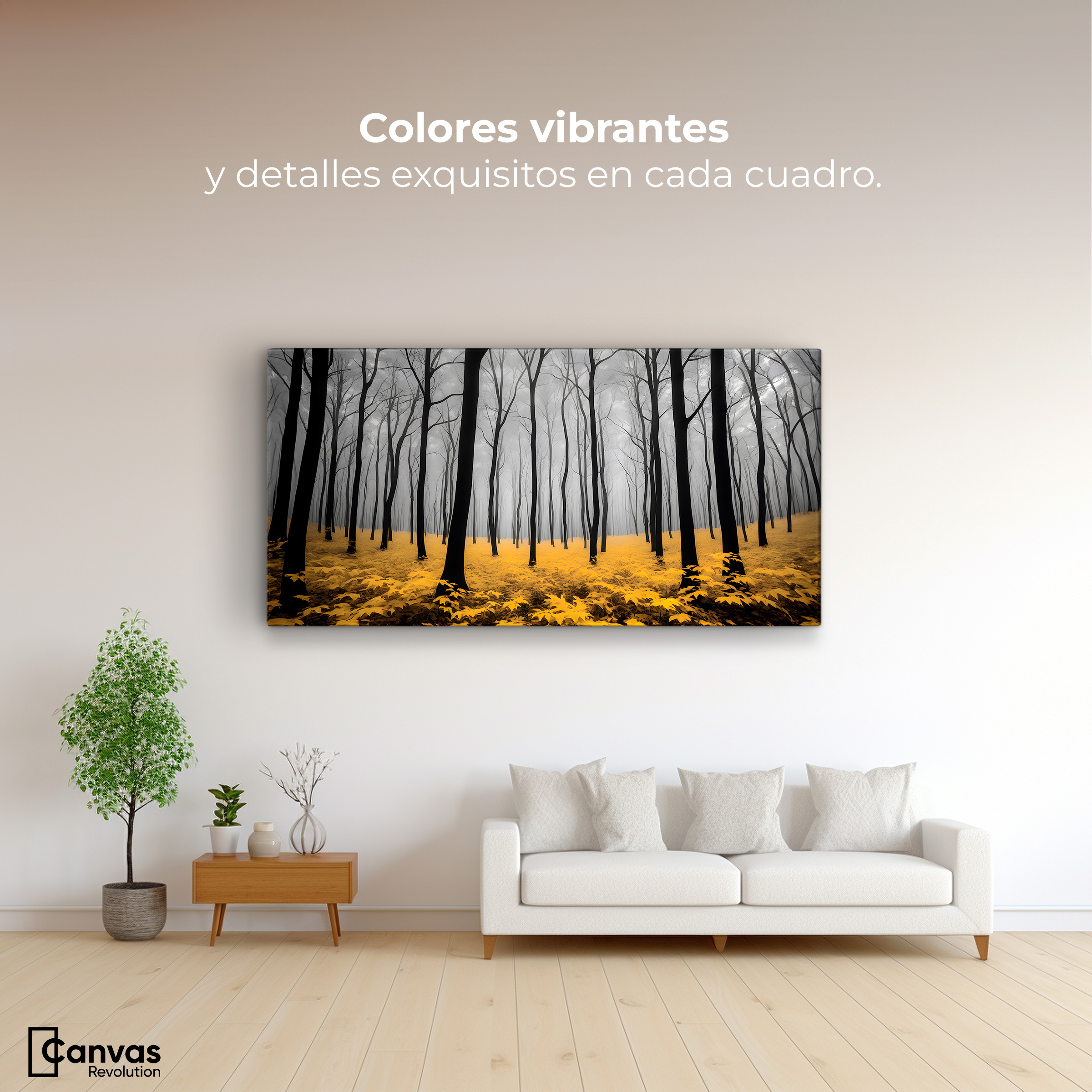 Foto 2 | Cuadro Blanco Y Negro Canvas Amarillo Natural 120x60